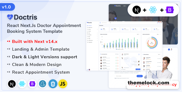Doctris – React Next.js Doctor Appointment Booking System & Admin Dashboard Template