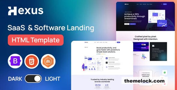 Hexus – SaaS Landing HTML Template