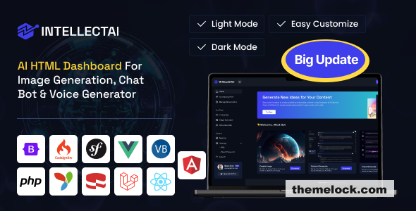 IntellectAI – All in One Dashboard for Image Generator, Chat Bot & Voice Generator