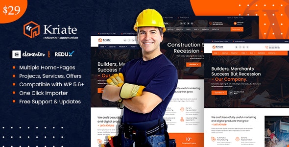 Kriate v1.2.9 – Industrial Construction Multipurpose WordPress Theme